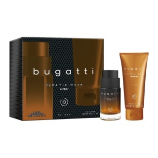 Coffret cadeau Bugatti : Eau de toilette pour homme 100 ml + Gel douche Dynamic Move Amber 200 ml