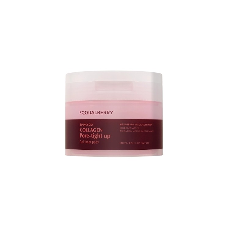 Disques toniques gel resserre-poreux Collagen Eqqualberry 60 unités - 140 ml