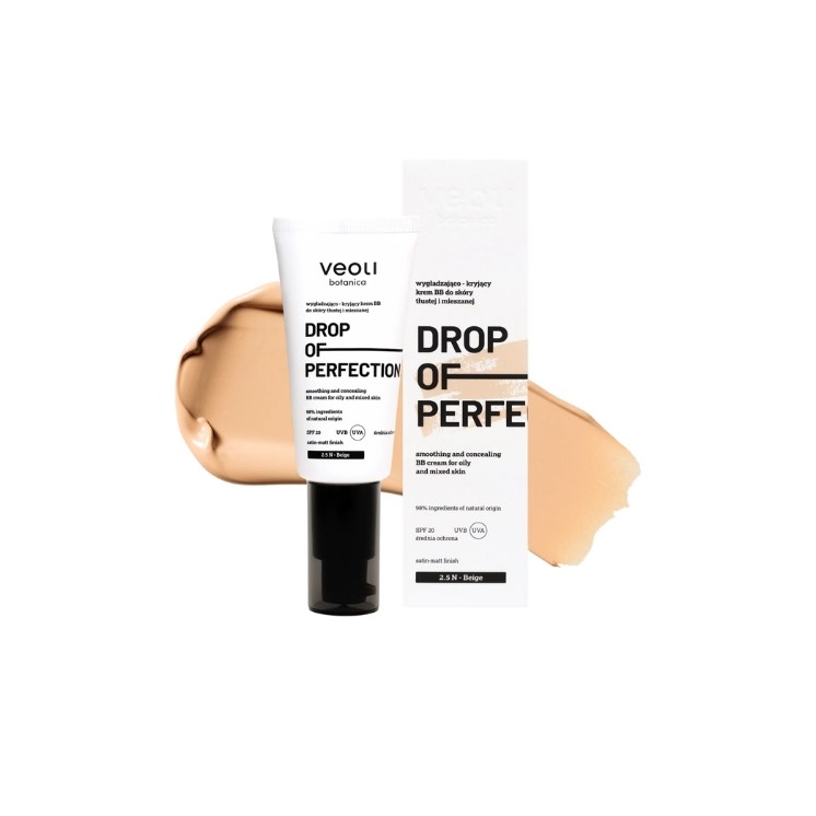 Veoli Botanica Drop of Perfection gladmakende en dekkende BB-crème voor de vette en gecombineerde huid /2.5N/ Beige 30 ml