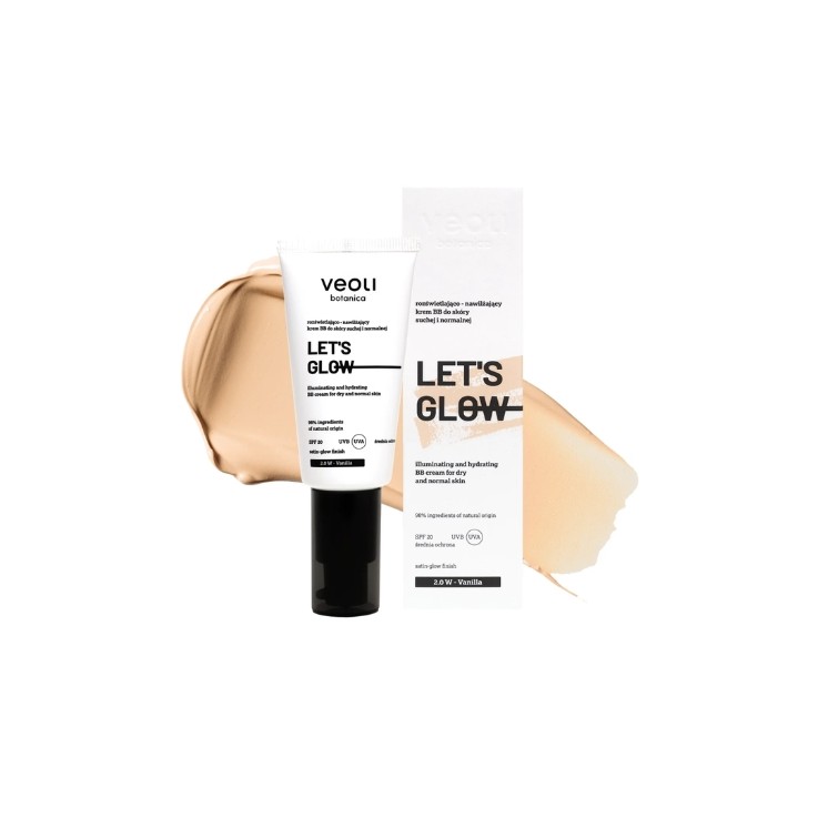 Veoli Botanica Let's Glow Crème BB Illuminatrice et Hydratante pour Peaux Sèches /2.0W/