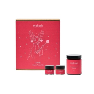 Coffret cadeau Mokosh Amor Kissable Lips : baume à lèvres 15 ml + masque Peeling les lèvres 15 ml + baume pour le corps 180 ml