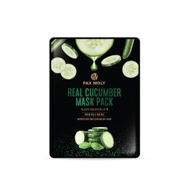 Освіжаюча та заспокійлива тканинна маска Pax Moly Real Cucumber з огірком 25 мл
