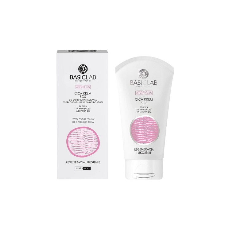 Crème SOS BasicLab Atopicus Cica pour peaux ultra-sensibles ou à tendance atopique 50 ml