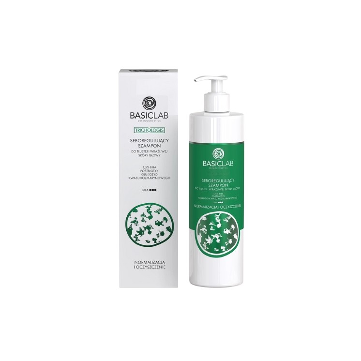 BasicLab Trichologis Seboregulating Shampoo for oily and sensitive scalp 5 % BHA , Postbiotic 300 ml