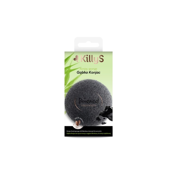 KillyS Botanical Konjac Sponge with Bamboo Charcoal 1 pc.