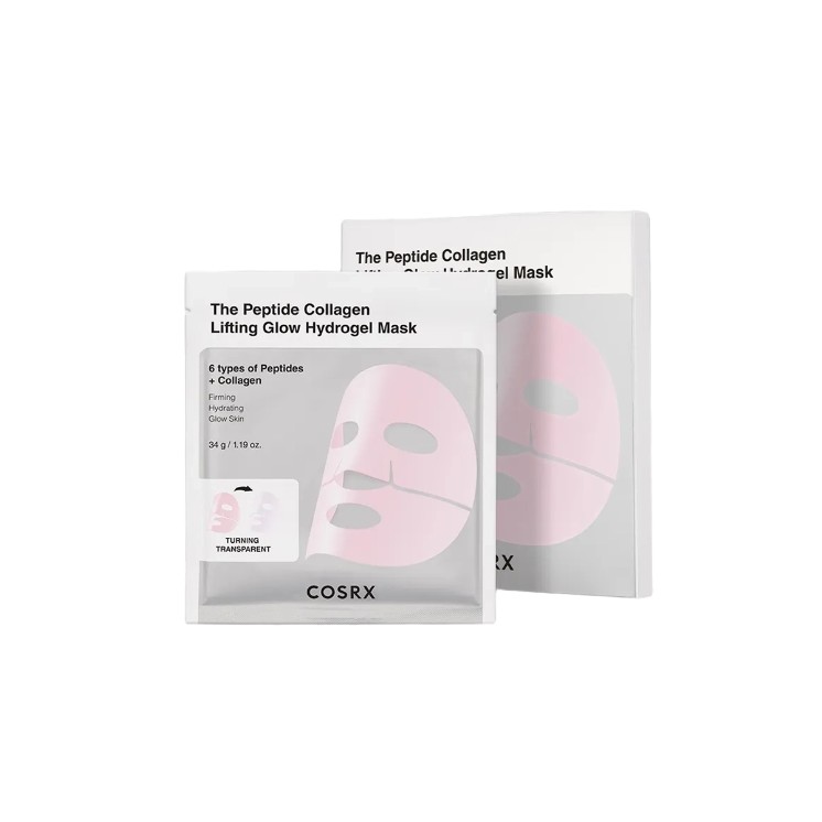 COSRX Peptide Collagen Glow Hydrogel Mask Set van hydro met peptiden en collageen 34g x 3 stuks