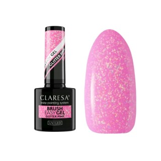 Claresa Brush Easy Gel Glitter Gel in a Bottle with Brush Pink 5 g