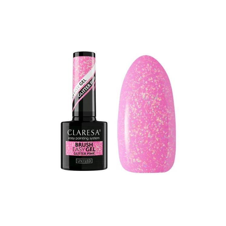 Claresa Brush Easy Gel Glitter Gel in a Bottle with Brush Pink 5 g