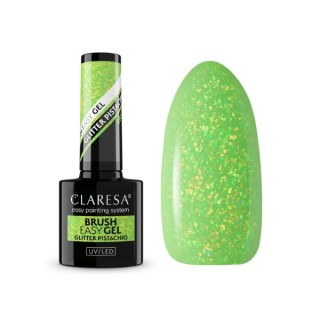 Claresa Brush Easy Gel Glitter Gel in een flesje met een kwastje Pistachio 5 g