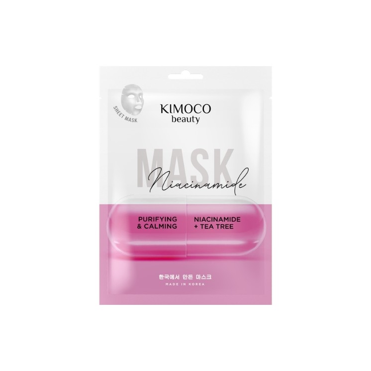 Masque en tissu nettoyant et apaisant à la niacinamide Kimoco Beauty 23 ml