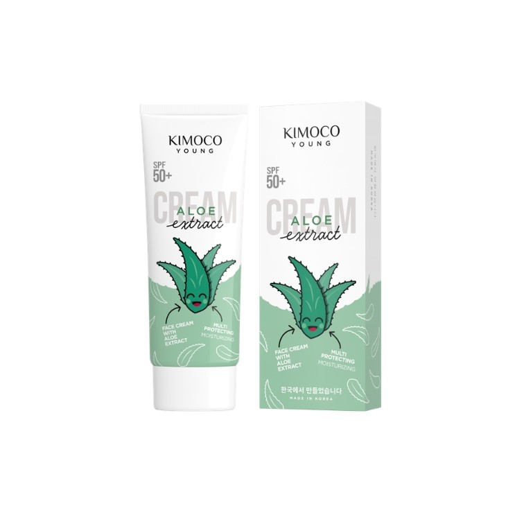Зволожувальний та заспокійливий крем для обличчя Kimoco Young Aloe Extract SPF50 з екстрактом алое 70 г