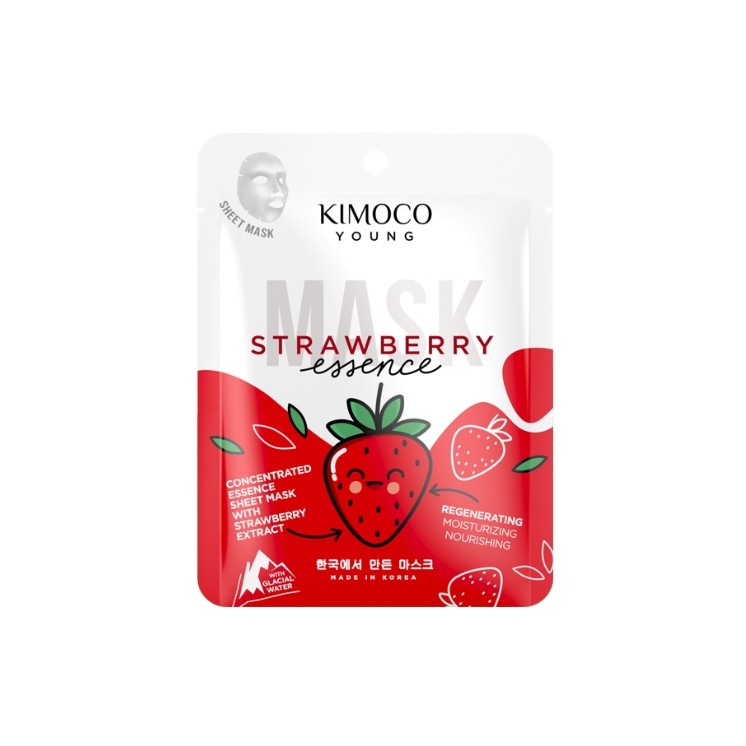 Kimoco Young Strawberry Essence hydraterend gezichtsmasker met aardbeienextract 25 ml