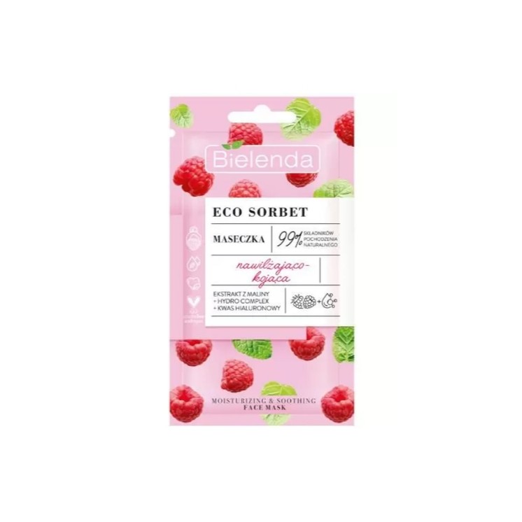 Masque visage hydratant et apaisant Bielenda ECO SORBET à la framboise 8 g