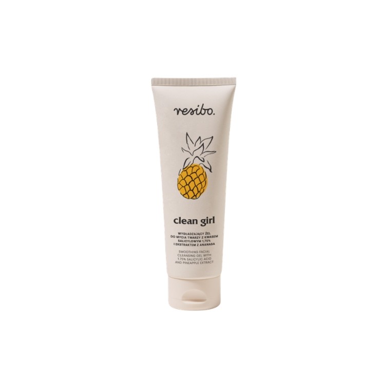 Gel nettoyant visage lissant Resibo Clean Girl à l'acide salicylique et à l'extrait d'ananas 125 ml