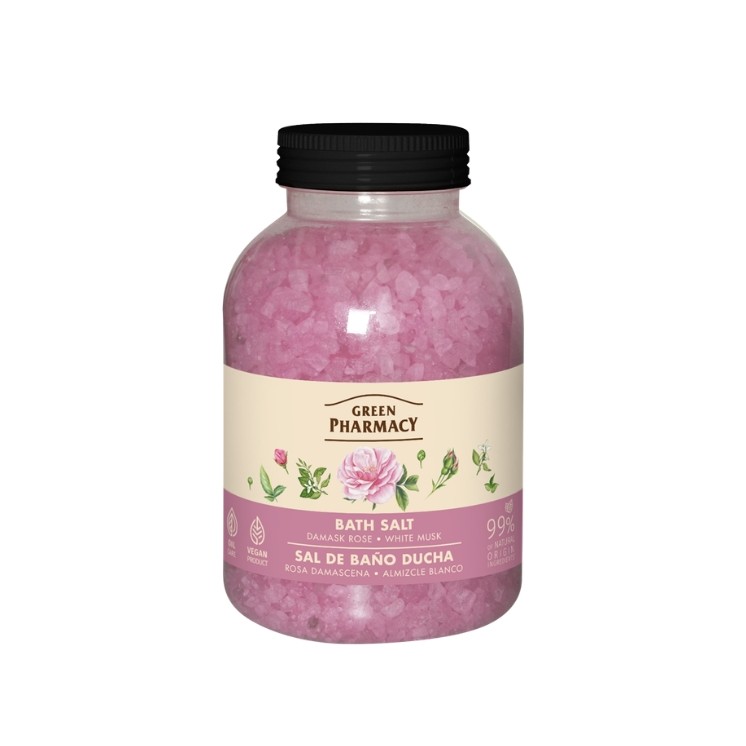 Sels de bain Green Body rose de Damas et musc, 1000 g