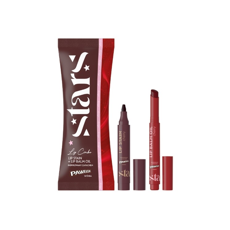 Coffret lèvres Stars from the Stars x E.Wedel : Crayon à lèvres 2 g + Huile à lèvres 2,3 ml /03/ Pawełek cerise