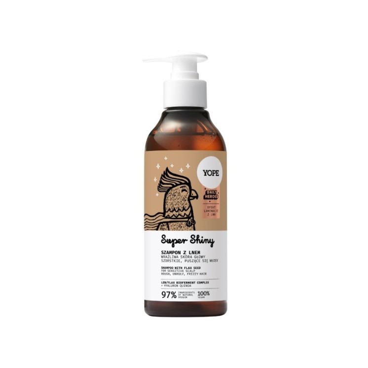 YOPE Daily Heros Super Shiny Haarschampoo met lijnzaad 300 ml