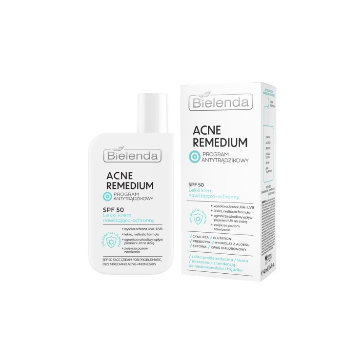Bielenda Acne Remedium Crème Visage Hydratante et Protectrice Légère SPF50 40 ml