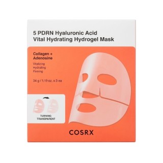 Cosrx 5 PDRN Masques Hydrogel Hydratants Vitales à l'Acide Hyaluronique - Lot de 3 masques hydro hydratants 34 g