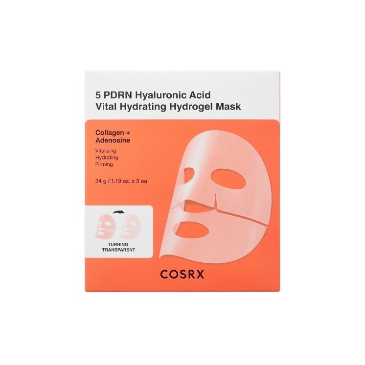 Cosrx 5 PDRN Hyaluronic Acid Vital Hydrating Hydrogel Mask Set of moisturizing hydro masks 34 g - 3 pieces