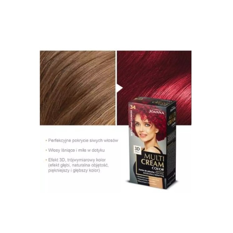 Joanna Multi Cream Color Farba do włosów /34/ Intensywna czerwień