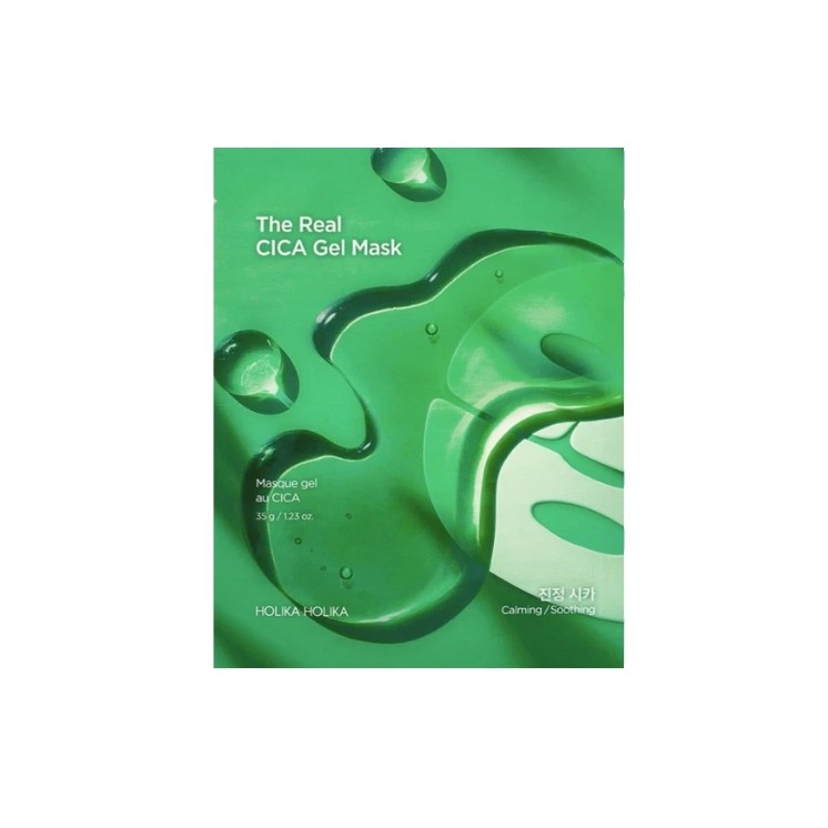 Masque en tissu Holika Holika The Real Cica Gel Mask 35 g, pour un effet apaisant et calmant intense.