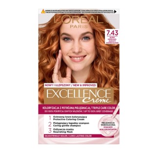 L'oreal Excellence Creme Farba do włosów /7.43/ Blond Miedziano-złocisty