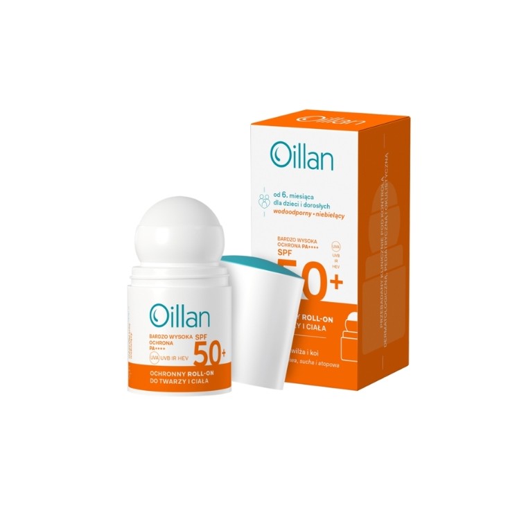 Oillan Sonnenschutz Roll-on für Gesicht und Körper SPF50 , für empfindliche Haut, 50 ml