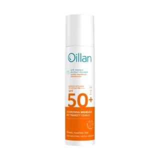 Brume solaire protectrice Oillan pour le visage et le corps, SPF50 50+, pour peaux sensibles, 75 ml