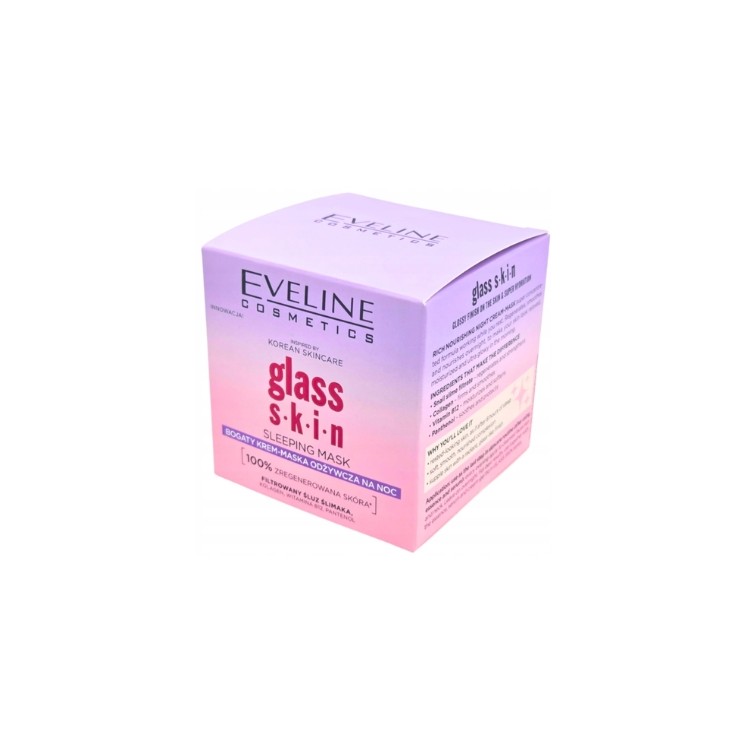Masque de nuit Eveline Glass Skin , crème-masque de nuit riche et nourrissante 50 ml