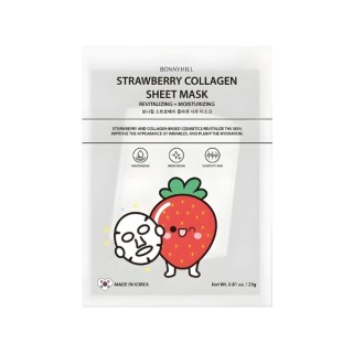 BonnyHill Strawberry Collagen Sheet Mask rewitalizująco-nawilżająca Maseczka do twarzy w płachcie 1 sztuka