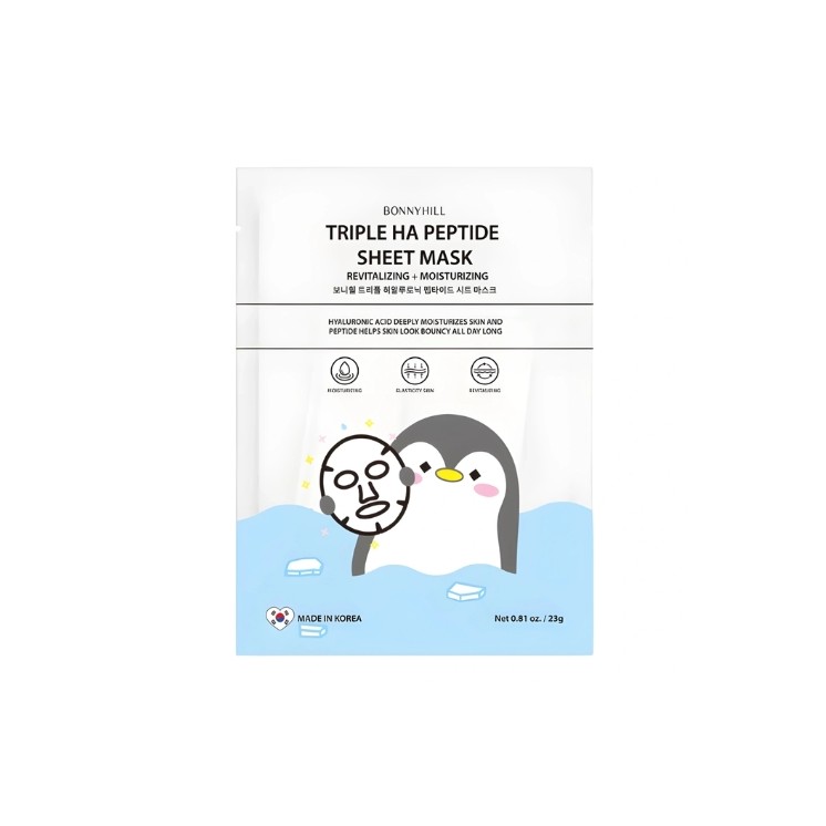 BonnyHill Triple HA Peptide Sheet Mask rewitalizująco-nawilżająca Maseczka do twarzy w płachcie 1 sztuka