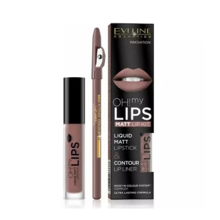 Eveline OH My Lips Rouge à lèvres liquide mat 4,5 5 ml + Crayon à lèvres /02/ Chocolate Milky
