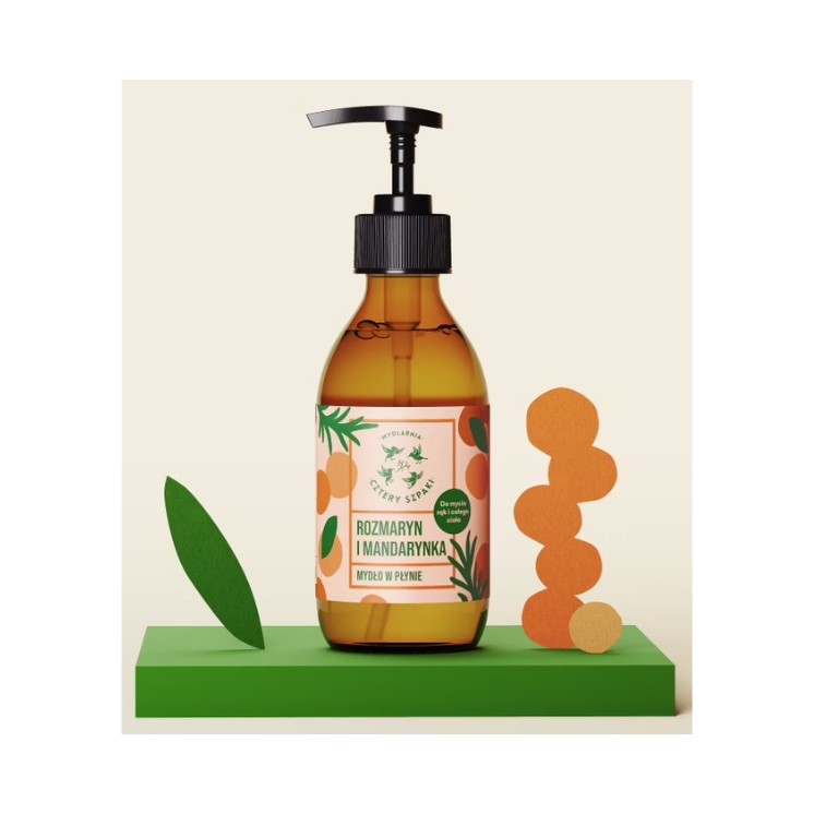 Mydlarnia Cztery Szpaki savon liquide naturel Romarin et Mandarine 300 ml