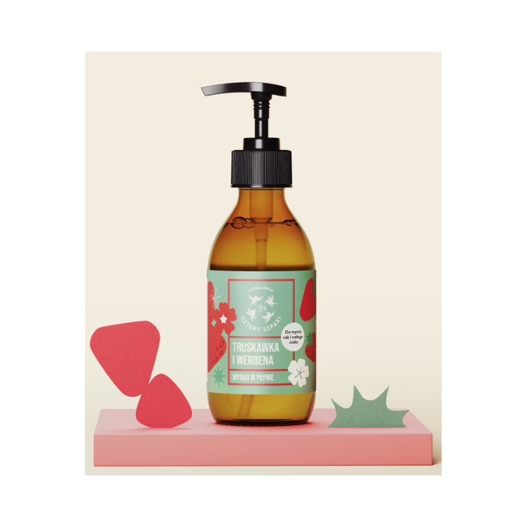 Mydlarnia Cztery Szpaki savon liquide naturel Fraise et Verveine 300 ml