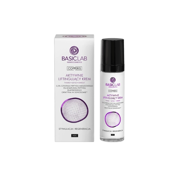 Crème de nuit lissante active BasicLab Copperis, stimulation et régénération, 50 ml