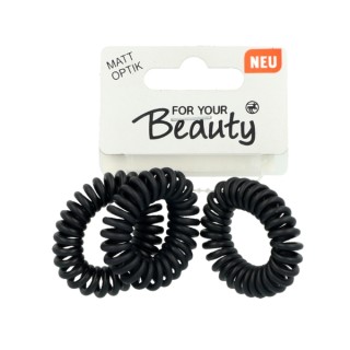 For Your Beauty Elli Rosa Matt Black Hair Ties 3 pcs