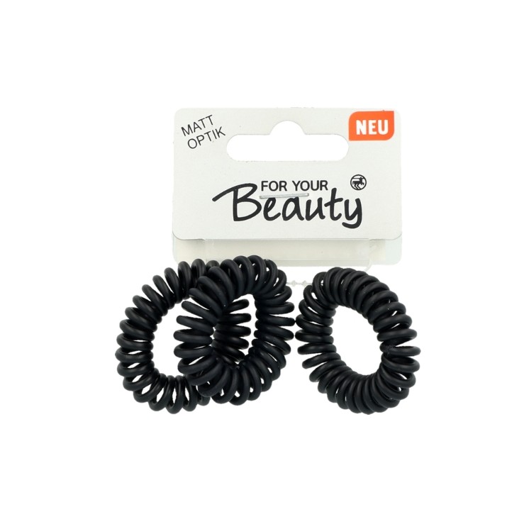 For Your Beauty Elli Rosa Matt Black Hair Ties 3 pcs