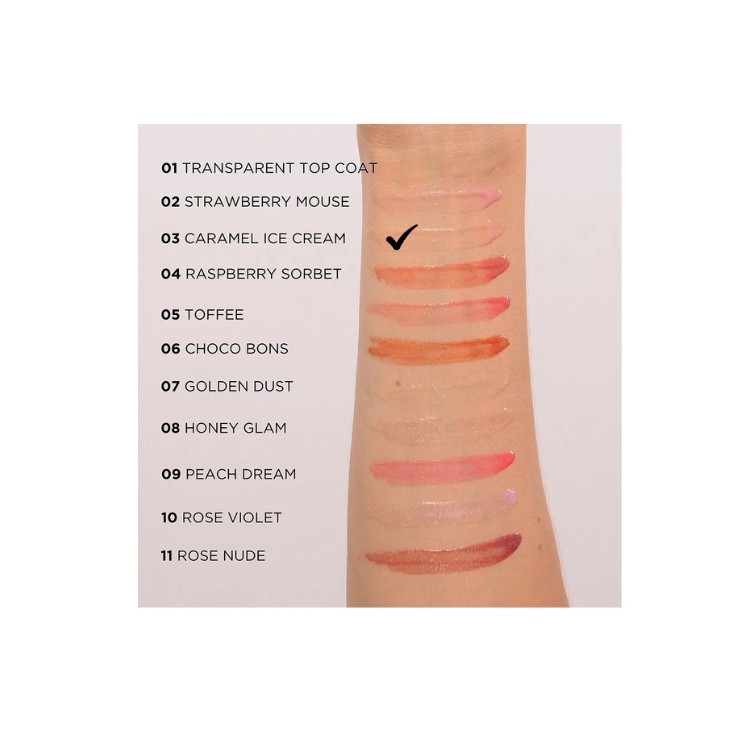 Gloss illuminateur pour les lèvres Eveline Diamond Glow à l'acide hyaluronique /03/ 5 ml