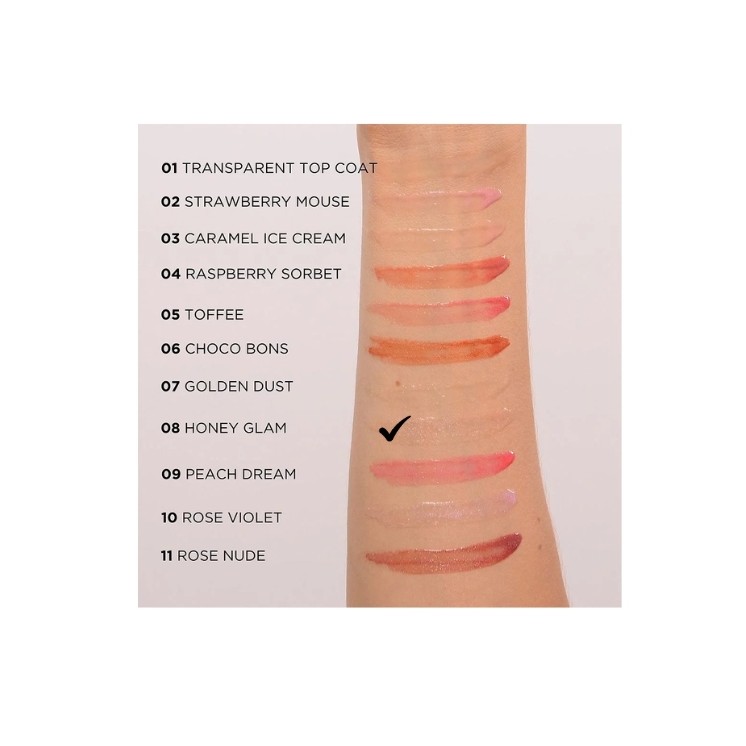 Gloss illuminateur pour les lèvres Eveline Diamond Glow à l'acide hyaluronique /08/ 5 ml