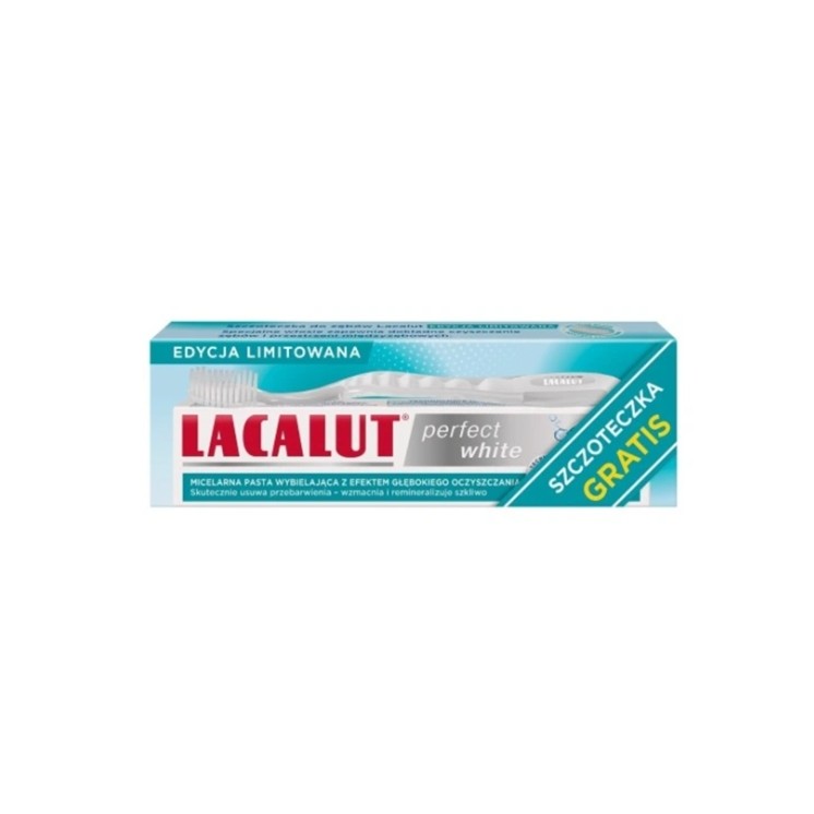 Lacalut Perfect White Pasta do zębów wybielajaca + Szczoteczka Gratis 75 ml