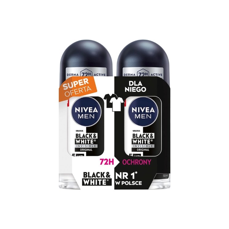 Nivea Men Invisible Original 2-pak Antyperspirant Roll-on dla mężczyzn 2x50 ml