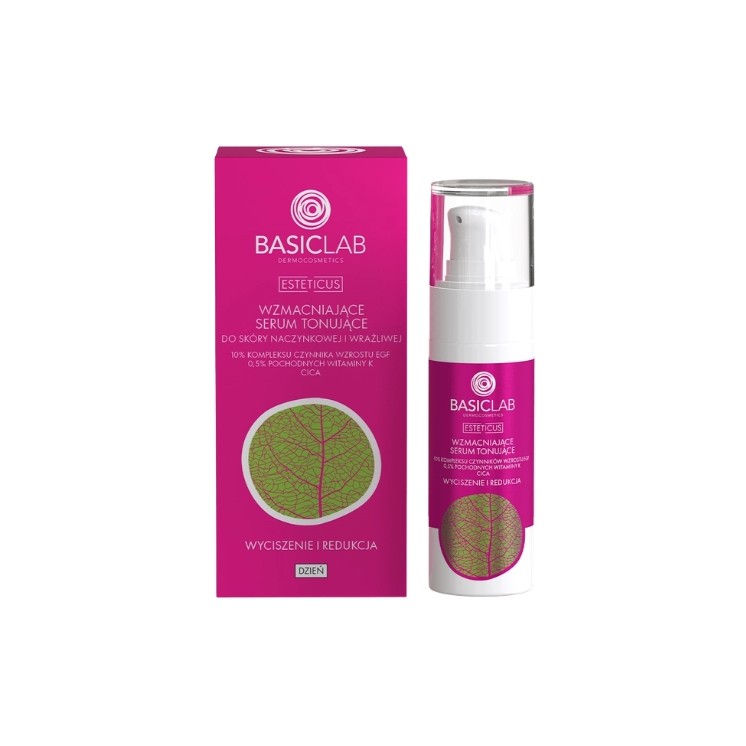 BasicLab Esteticus wzmacniające Serum tonujące do twarzy z 10% kompleksem czynnika wzrostu EGF 30 ml