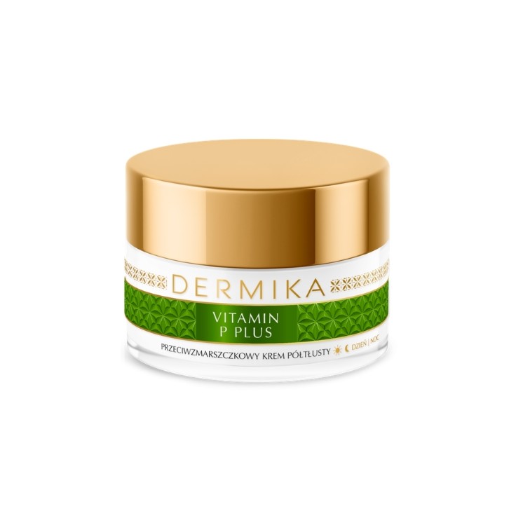 Crème anti-rides semi-riche Dermika Vitamin P Plus pour peaux à cheveux capillaires 50 ml
