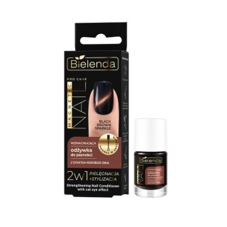 Bielenda Pro Care Soin durcisseur d'ongles magnétique effet œil de chat, Sparkle Black Brown 5 ml