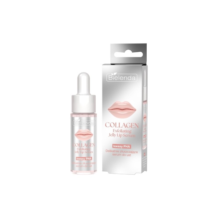 Masque pour les lèvres Bielenda Collagen Jelly, sérum exfoliant doux pour les lèvres, 10 ml